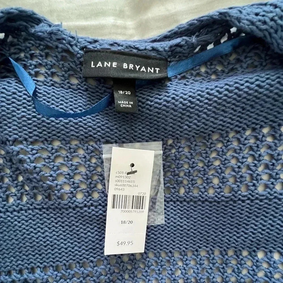 NWT Lane Bryant Open Stitch Open Front Cardigan, Size 18/20, Blue - Picture 2 of 4